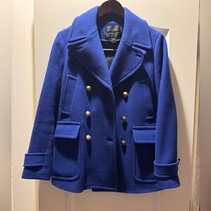 J. Crew Royal Blue Pea Coat with Gold Buttons